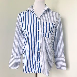 J. Crew Blue and White Striped Button Down Shirt